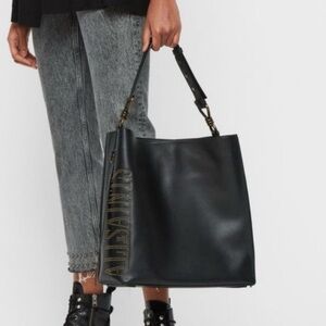 All Saints Nina Studded North-South Leather Tote Bag * Rare!*